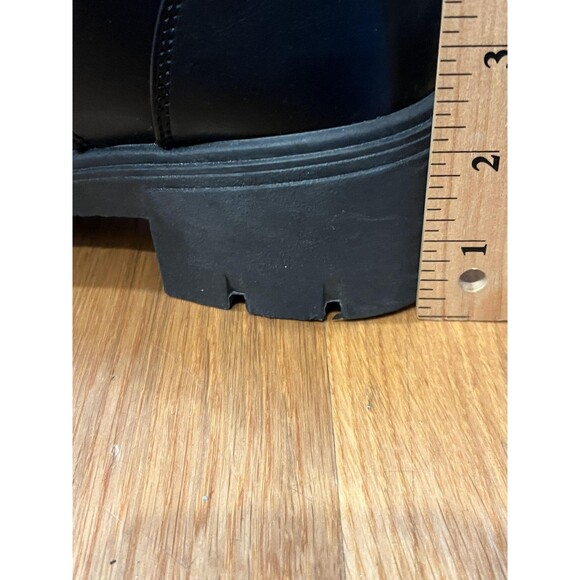 Black Combat Boots Womens Size 10 Chunky Heel Lace Up All Man Made Materials - Picture 10 of 12